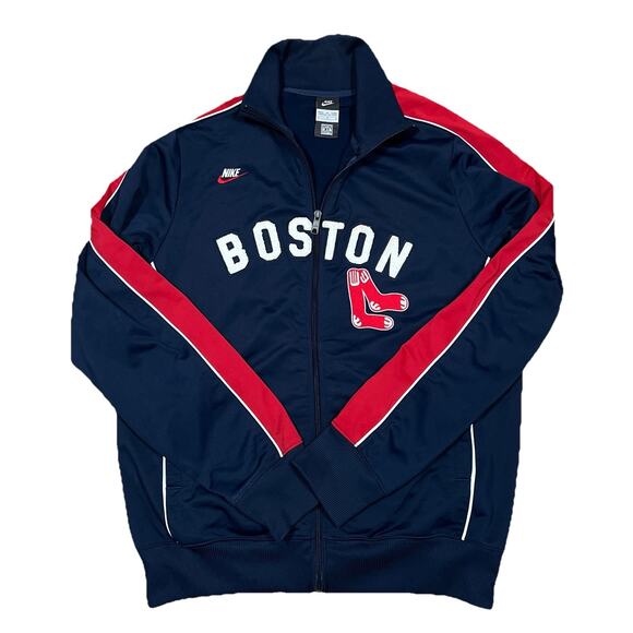 Nike Boston Red Sox Full Zip Track Jacket Size Large Chenille Lettering - Picture 1 of 8